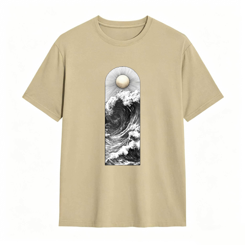Wave And Moon Arch Design Unisex Classic T-shirt