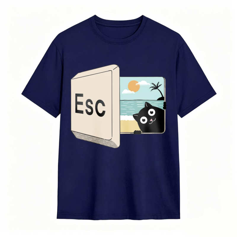 Esc Key Cat Beach Scene Unisex Classic T-shirt