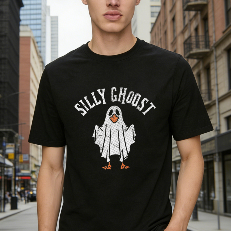 Silly Ghoost Funny Ghost Duck Hybrid Graphic T-shirt