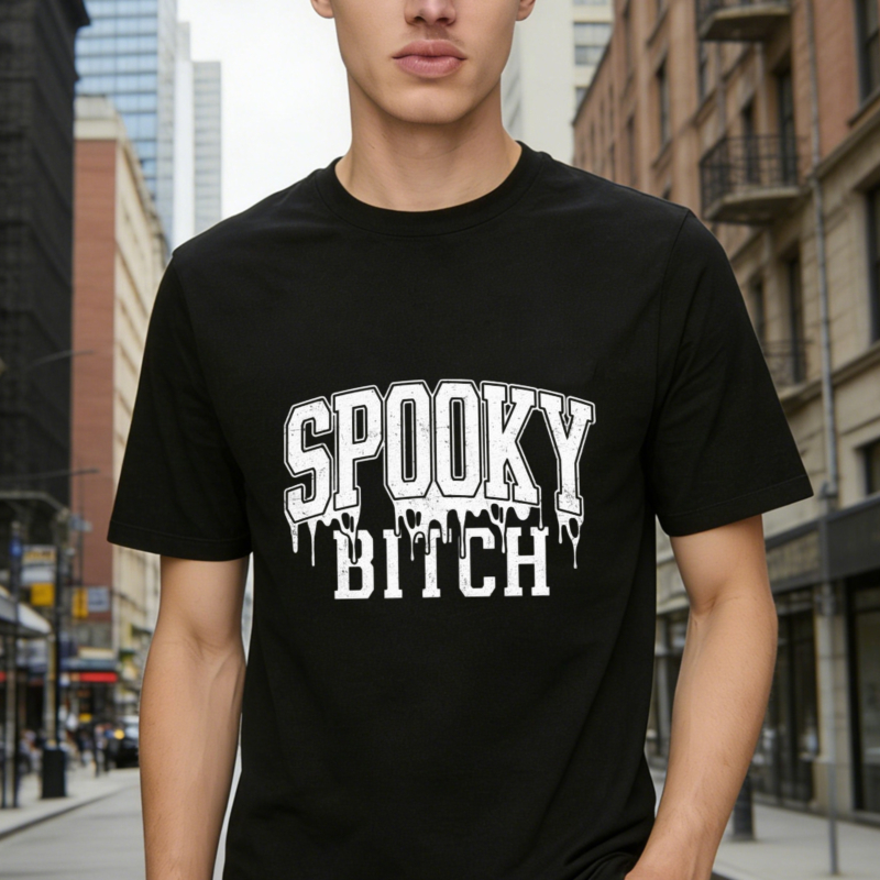 Spooky Bitch Dripping Text Graphic T-shirt