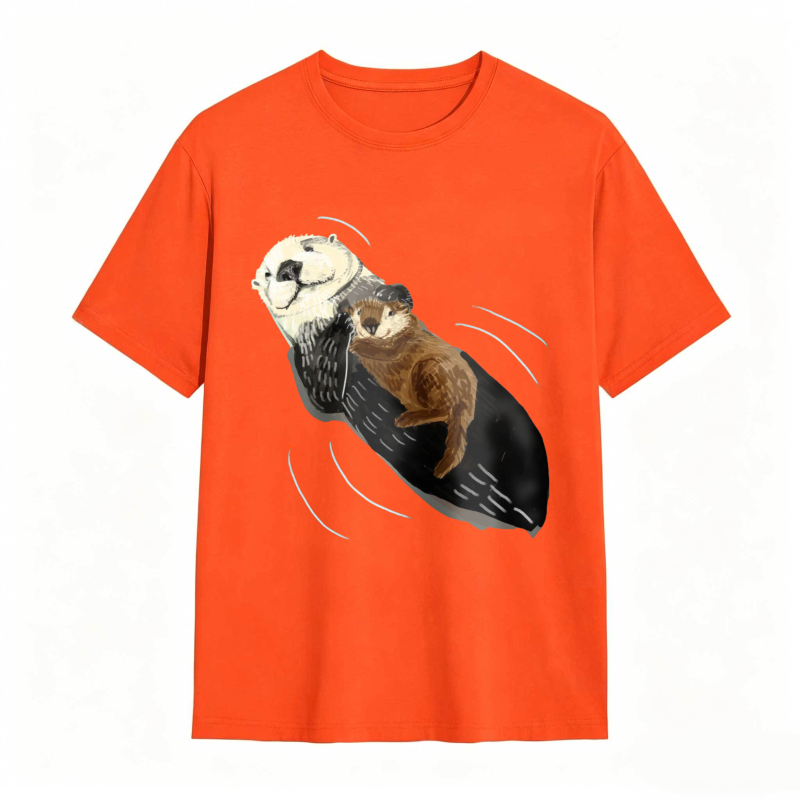 Otter And Baby Otter Floating On Back Unisex Classic T-shirt