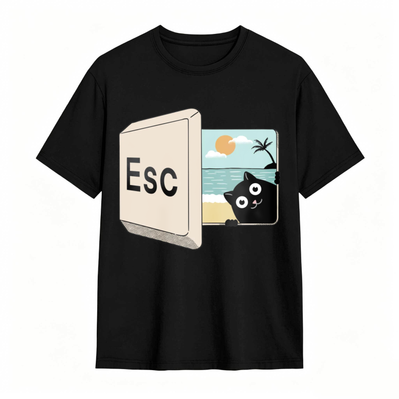 Esc Key Cat Beach Scene Unisex Classic T-shirt