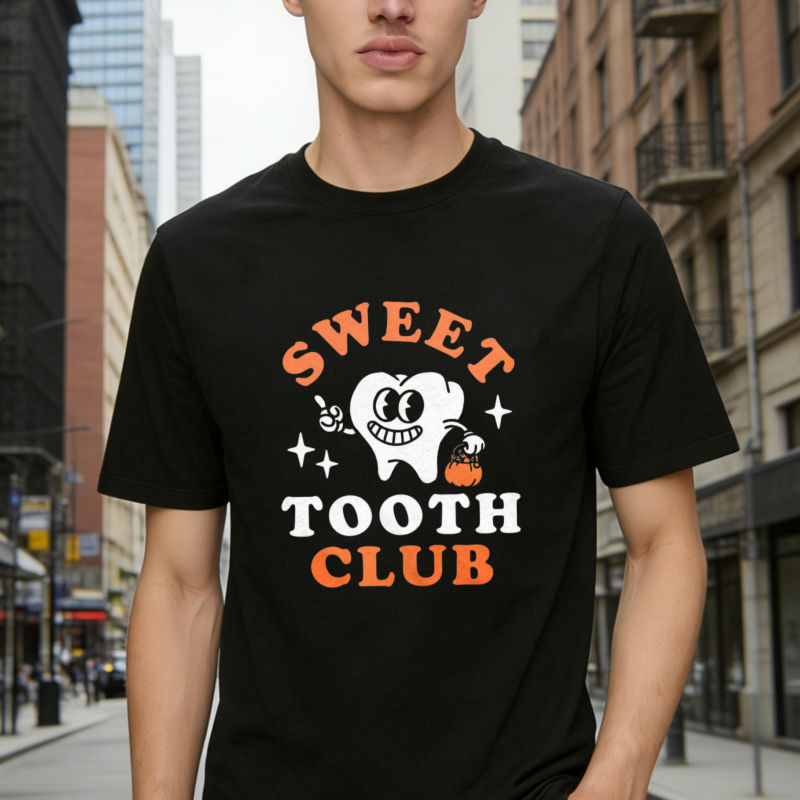 Sweet Tooth Club Funny Cartoon Tooth Halloween T-shirt
