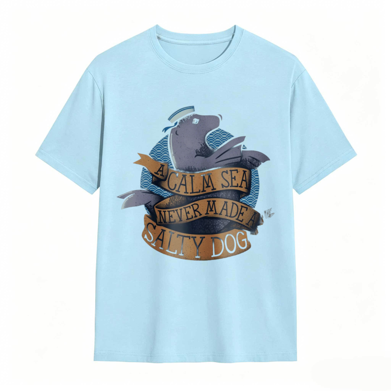 Whale And Sea Theme With A Calm Sea Never Made Salty Dog Text Unisex Classic T-shirt