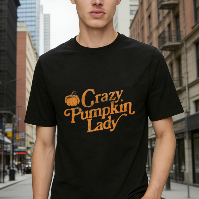 Crazy Pumpkin Lady Halloween Autumn Fall Graphic T-shirt