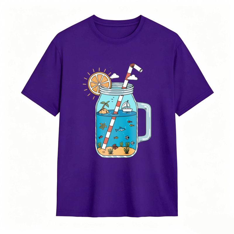 Mason Jar With Beach Scene And Lemonade Design Unisex Classic T-shirt