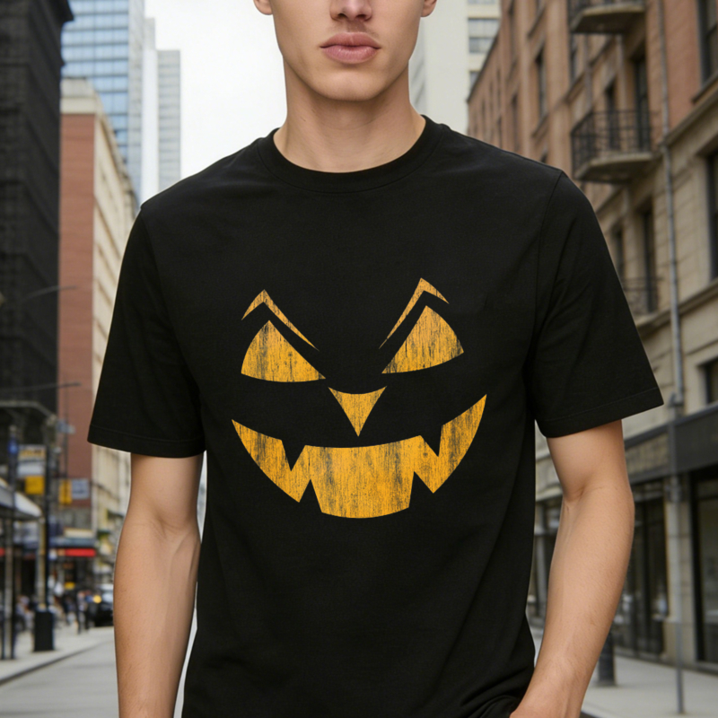 Scary Jack O Lantern Pumpkin Face Halloween Graphic T-shirt