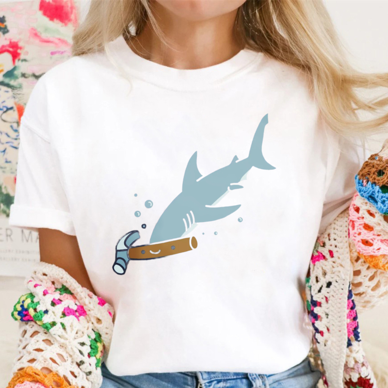 Shark With Hammer Pattern Unisex Classic T-shirt