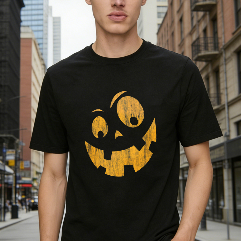 Funny Halloween Pumpkin Face Graphic T-shirt
