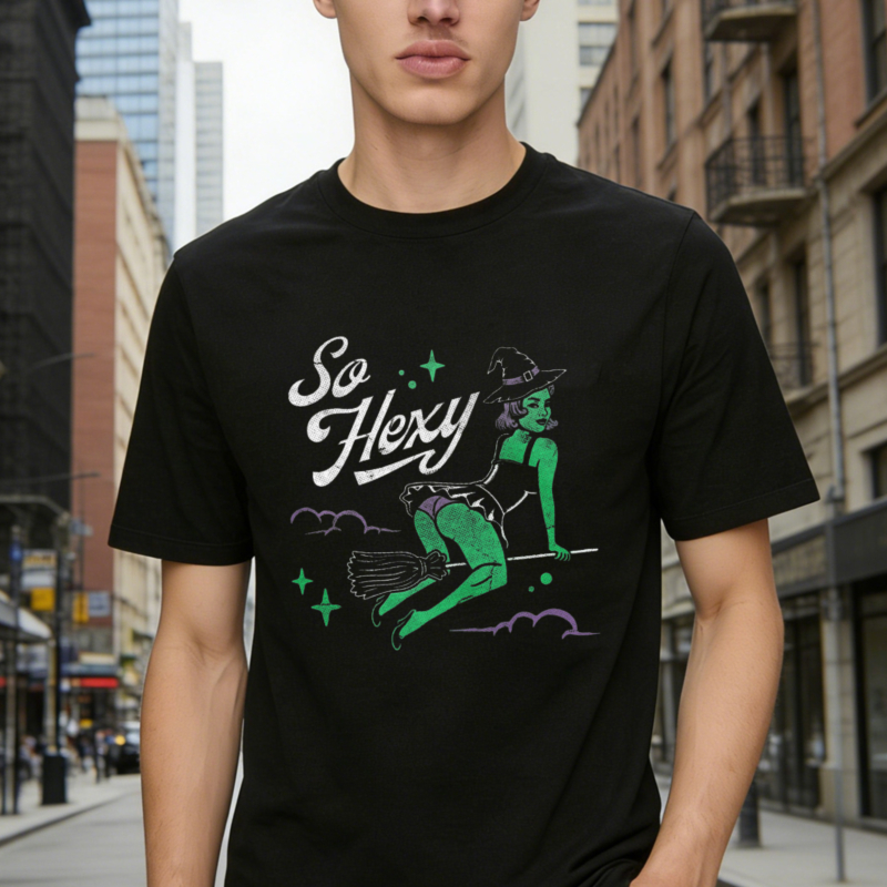 So Hexy Witch On Broomstick Halloween Graphic T-shirt
