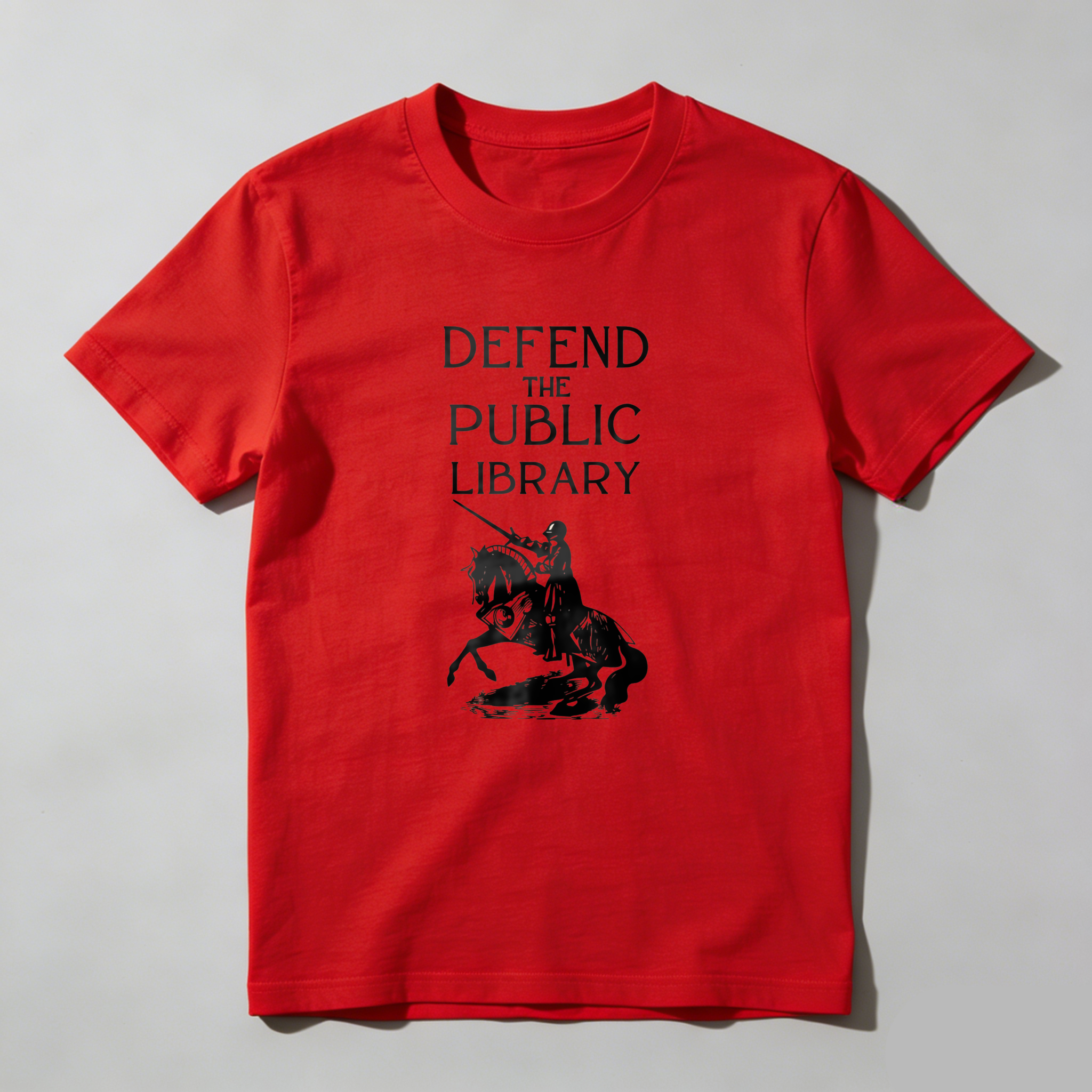 Wardrobecart Defend The Public Library Knight On Horse Tshirt