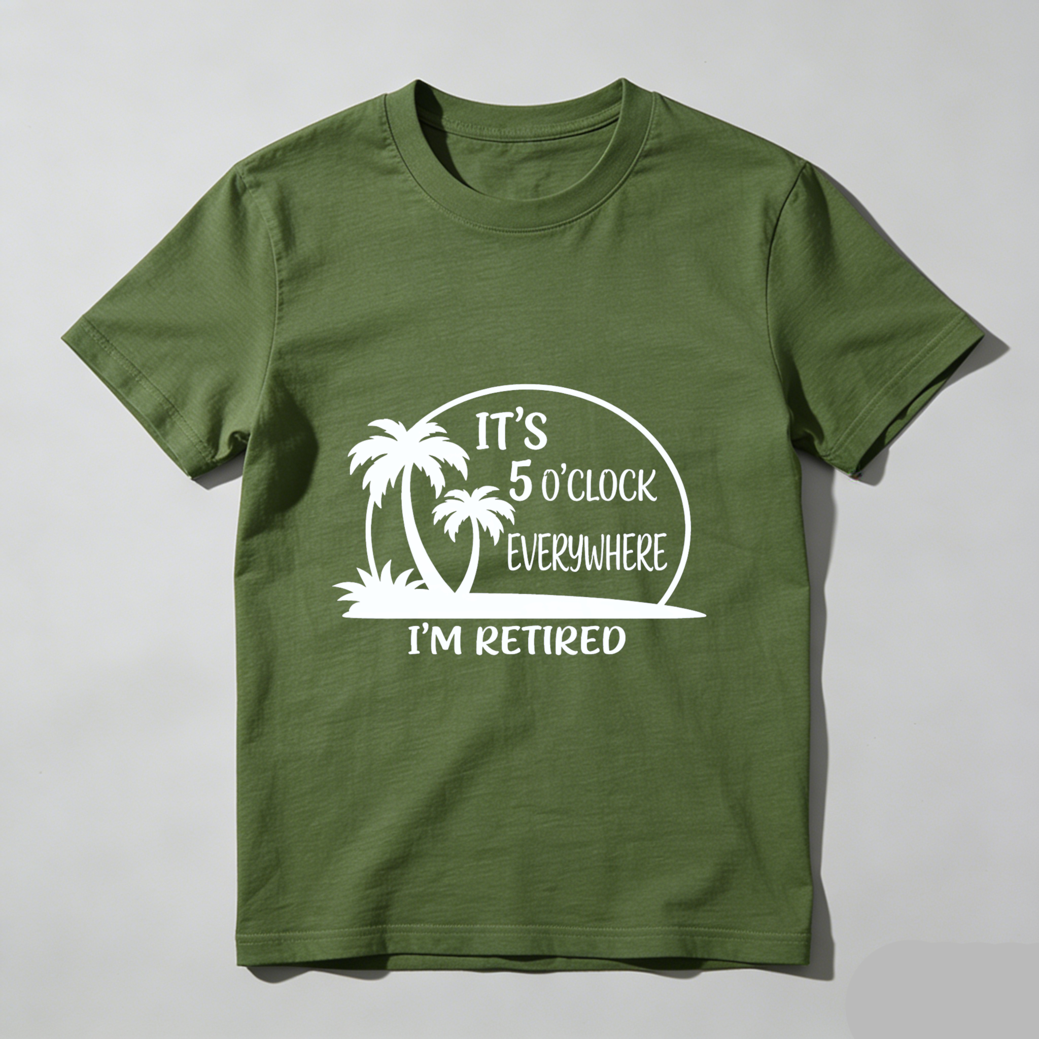 TEECURENT Its 5 Oclock Everywhere Im Retired Funny Retirement Shirt For Men Women Palm Tree Design Casual T-Shirt WOMEN