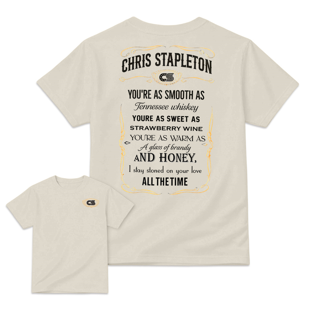 Chr1s St4pleton Inspired Graphic T-Shirt, "Tennessee Whiskey" Country Song Lyrics Tee, Vintage Western Rodeo Outfit, Country Music Fan Gift