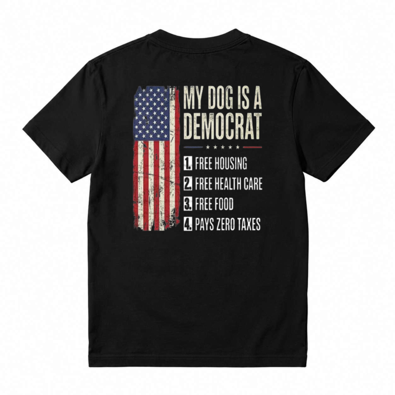 My Dog Is A Democrat Funny American Flag Political Humor Unisex Classic T-shirt