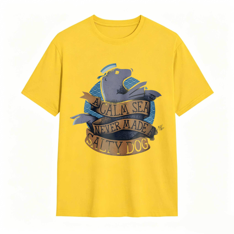 Whale And Sea Theme With A Calm Sea Never Made Salty Dog Text Unisex Classic T-shirt