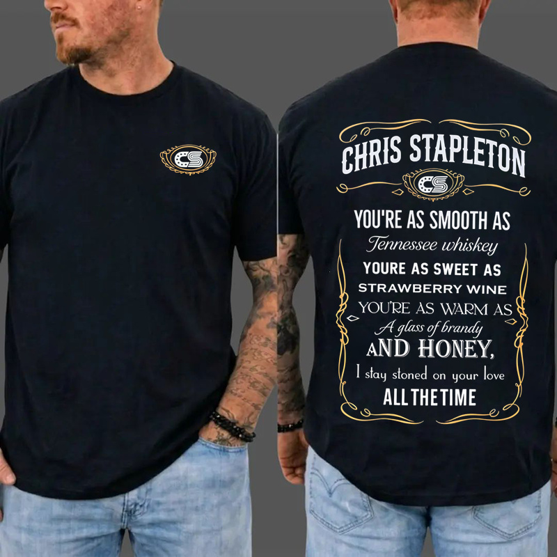 Chr1s St4pleton Inspired Graphic T-Shirt, "Tennessee Whiskey" Country Song Lyrics Tee, Vintage Western Rodeo Outfit, Country Music Fan Gift