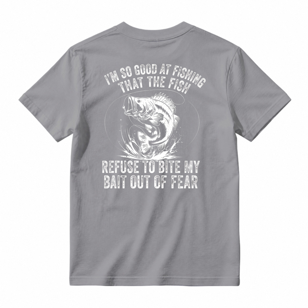 Funny Fishing Quote Fish Refuse To Bite Bait Out Of Fear Graphic T-shirt