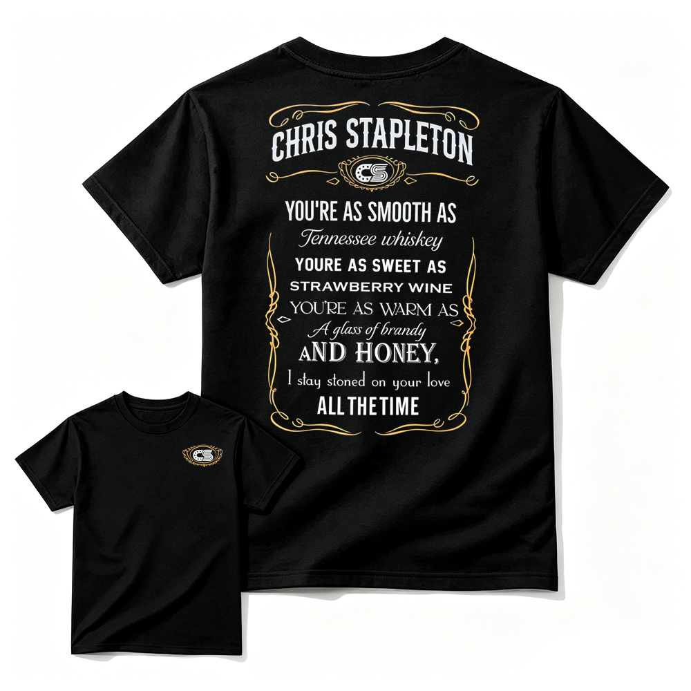 Chr1s St4pleton Inspired Graphic T-Shirt, "Tennessee Whiskey" Country Song Lyrics Tee, Vintage Western Rodeo Outfit, Country Music Fan Gift
