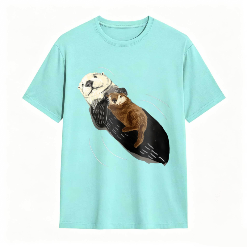 Otter And Baby Otter Floating On Back Unisex Classic T-shirt