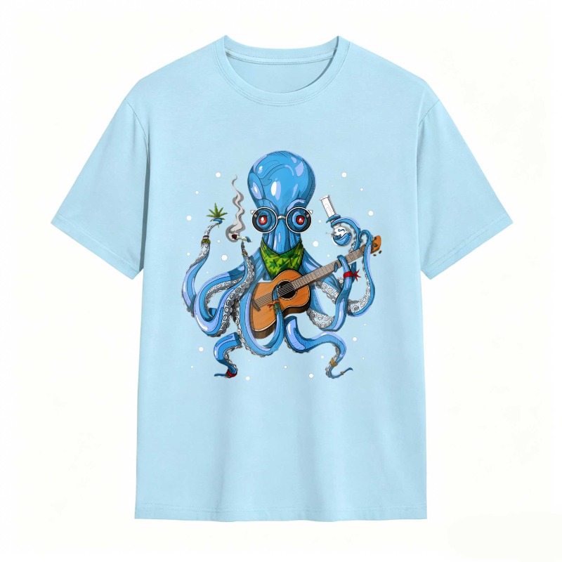 Octopus Playing Guitar With Lab Glassware Unisex Classic T-shirt