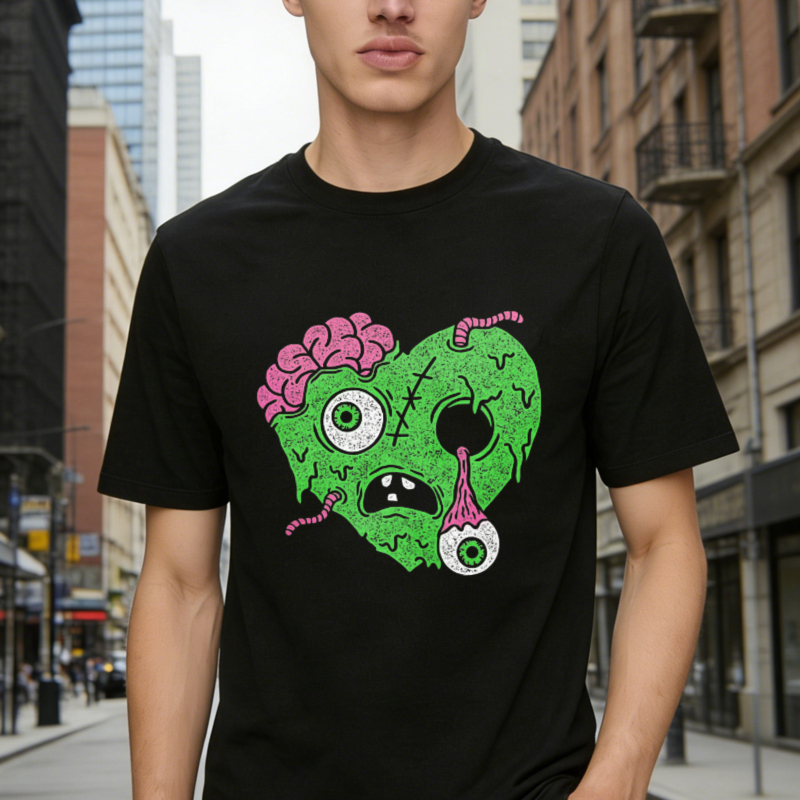 Zombie Heart With Brain And Eyeballs Graphic T-shirt