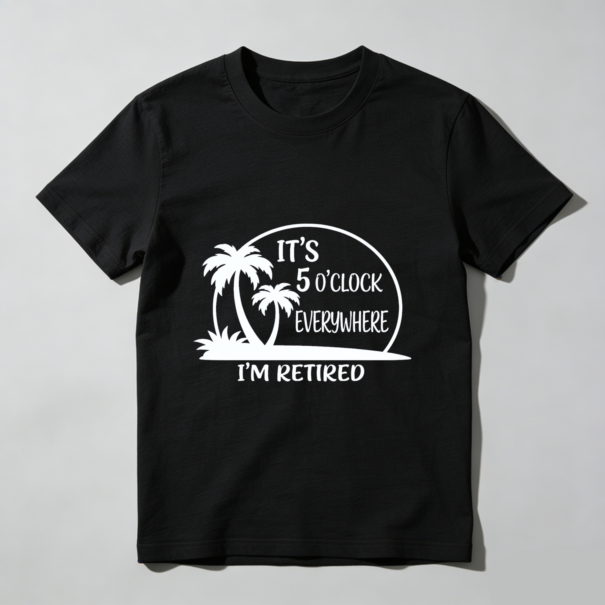 TEECURENT Its 5 Oclock Everywhere Im Retired Funny Retirement Shirt For Men Women Palm Tree Design Casual T-Shirt WOMEN