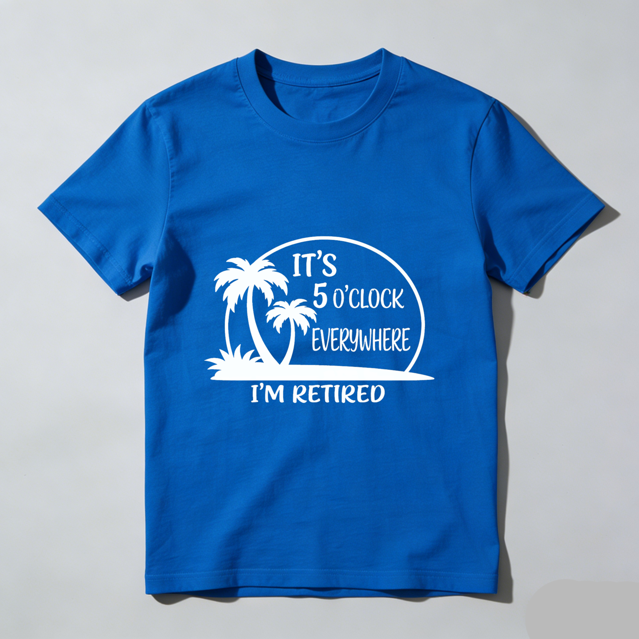 TEECURENT Its 5 Oclock Everywhere Im Retired Funny Retirement Shirt For Men Women Palm Tree Design Casual T-Shirt WOMEN