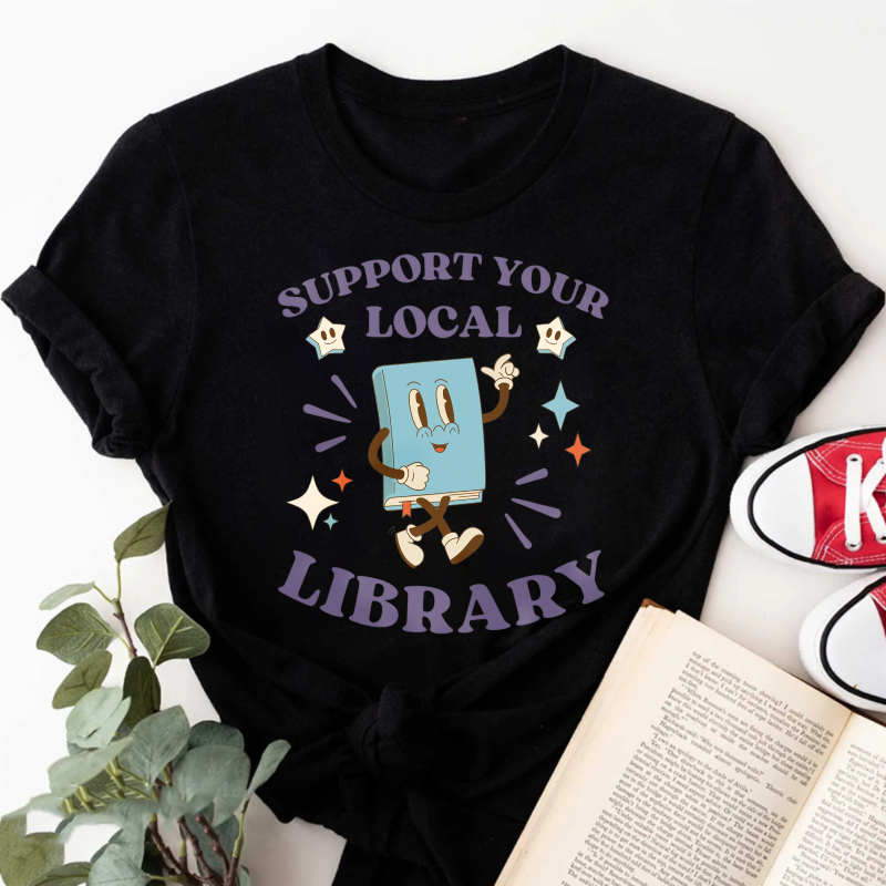 Wardrobecart Support Your Local Library Book Character Tshirt