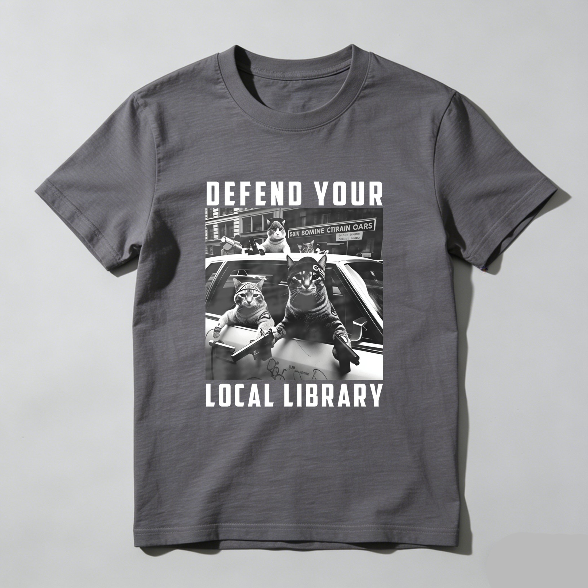Wardrobecart Defend Your Local Library Cats With Guns Tshirt