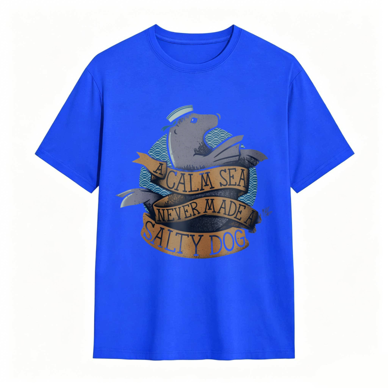 Whale And Sea Theme With A Calm Sea Never Made Salty Dog Text Unisex Classic T-shirt
