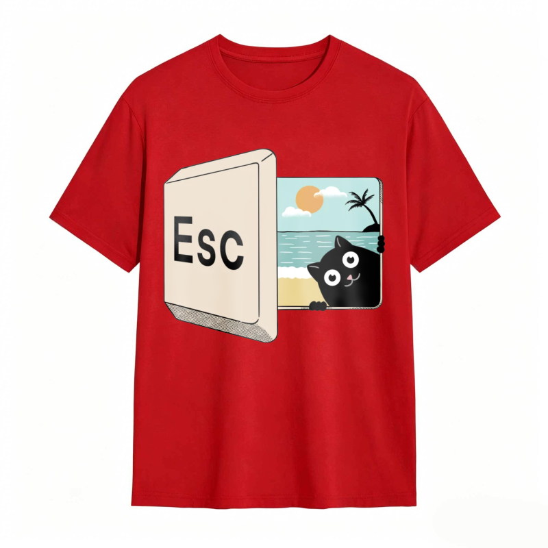Esc Key Cat Beach Scene Unisex Classic T-shirt