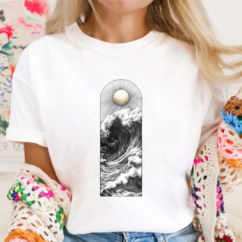 Wave And Moon Arch Design Unisex Classic T-shirt