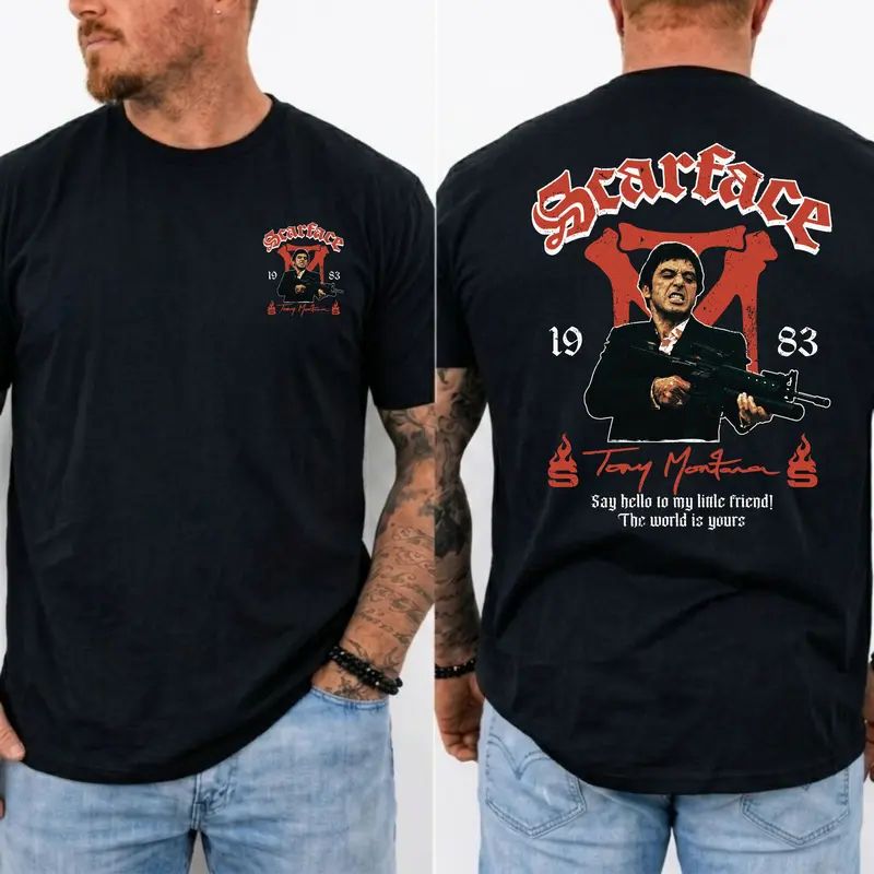 Scar-Fac3 1983 Tony M. Movie T-Shirt, The World Is Yours