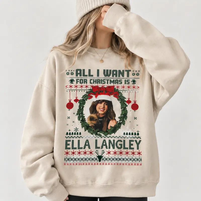 Country Christmas Wreath "All I Want" Sweatshirt