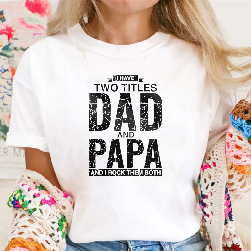 Cool Dad And Papa Double Title Rocking T-Shirt For Awesome Fathers