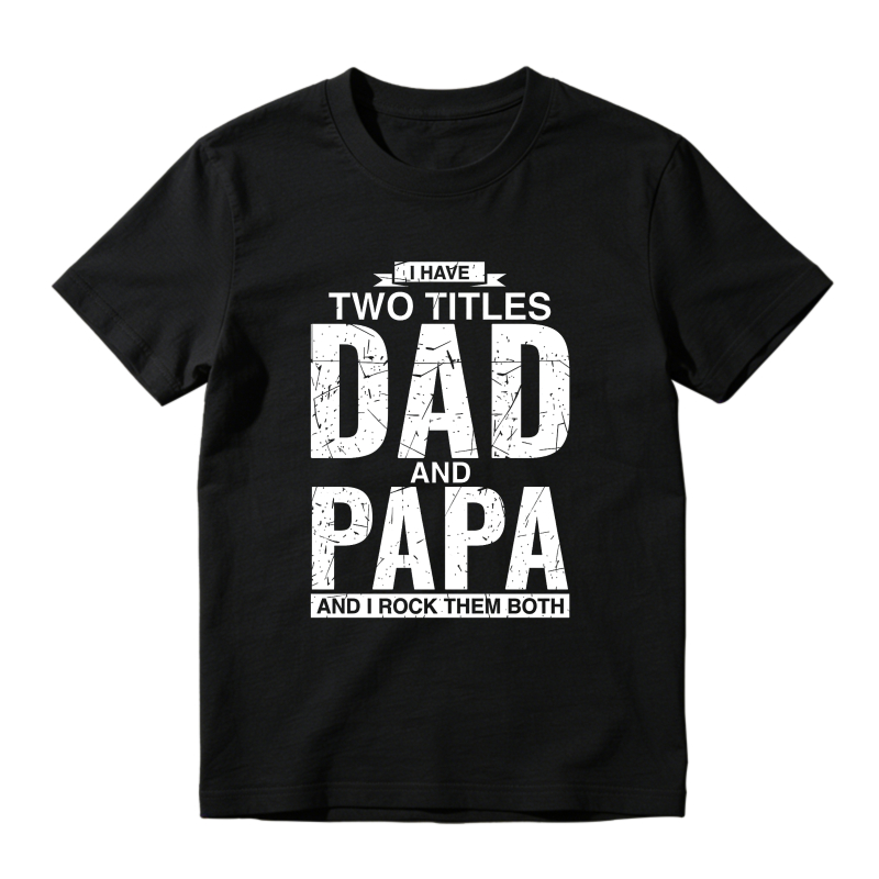 Cool Dad And Papa Double Title Rocking T-Shirt For Awesome Fathers