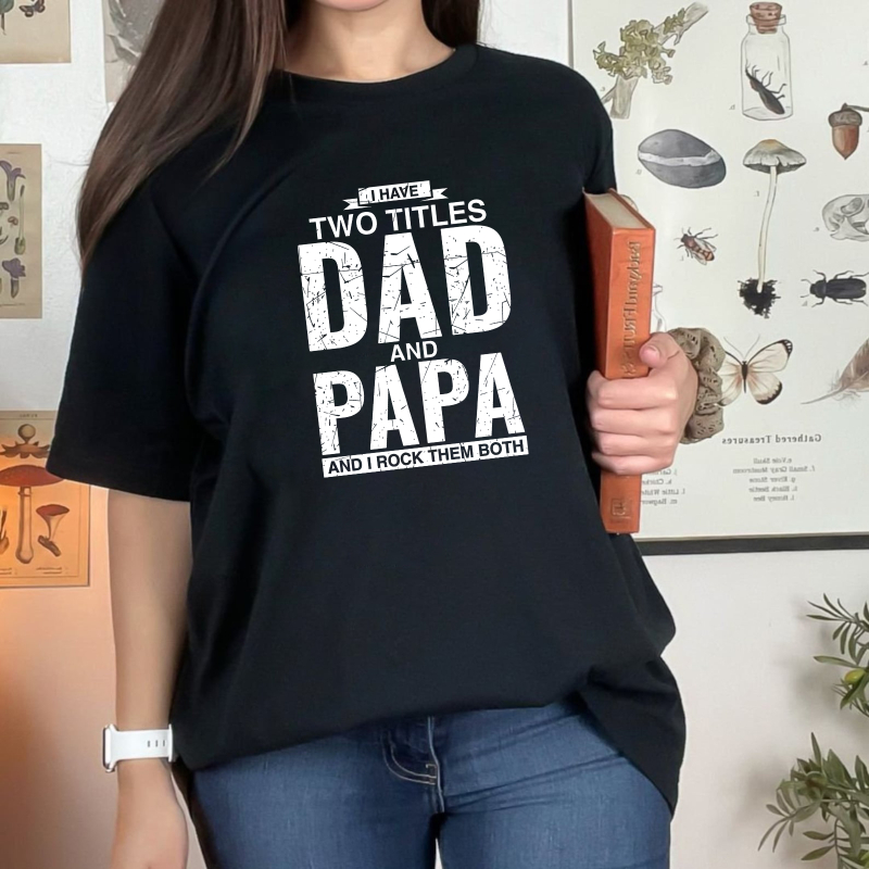 Cool Dad And Papa Double Title Rocking T-Shirt For Awesome Fathers