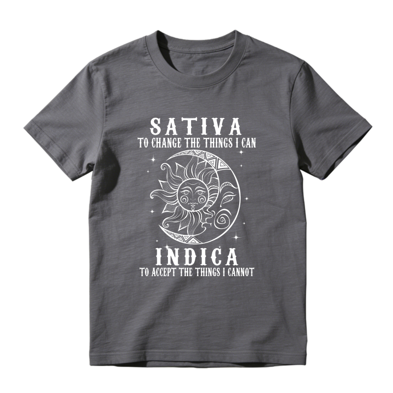 100% Cotton Unisex Sativa To Change The Things I Can Indica Cannabis Weed T-Shirt Casual Top