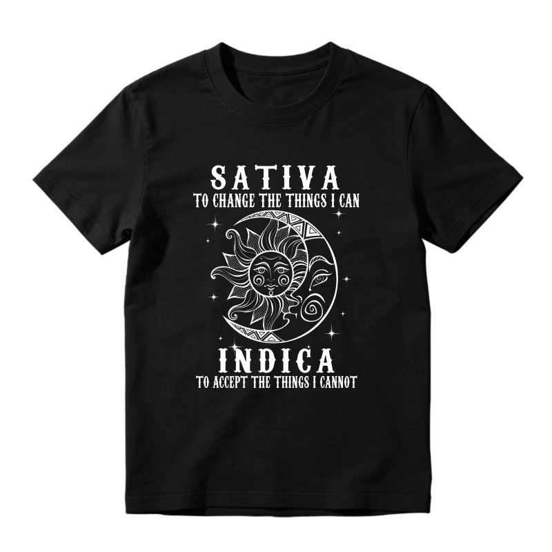 100% Cotton Unisex Sativa To Change The Things I Can Indica Cannabis Weed T-Shirt Casual Top