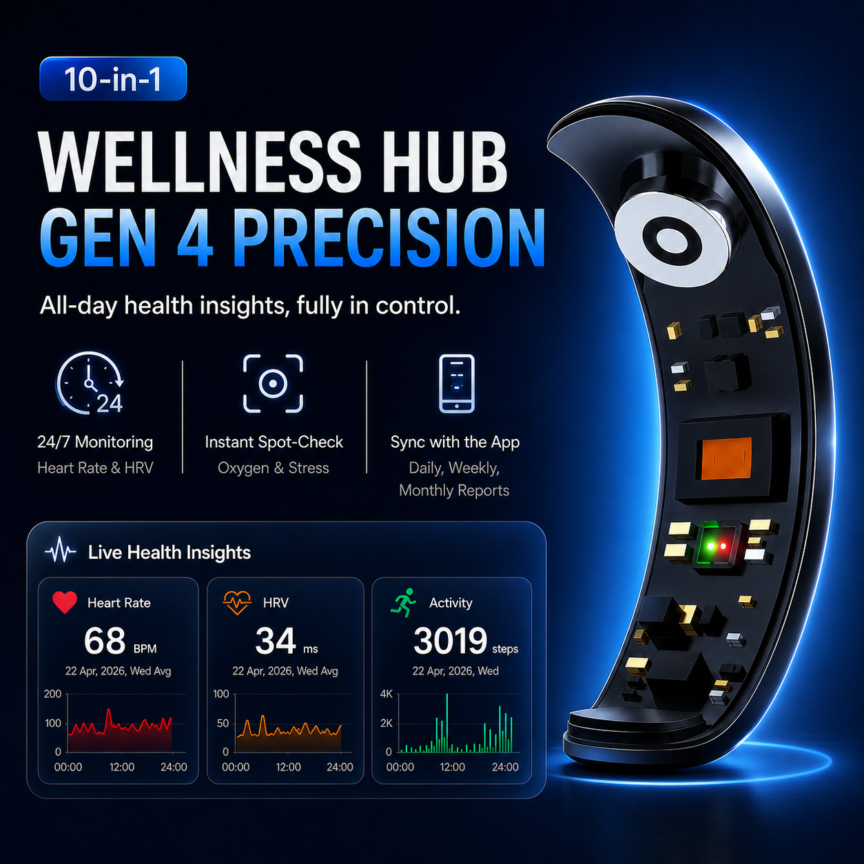 Smart Ring for Women Men No Subscription Fee, 50M Waterproof Health Tracker, 24/7 Heart Rate & Sleep Monitoring, HRV & Stress Tracking, 140+ Sport Mode Fitness Ring Gen 4 for Android/iOS