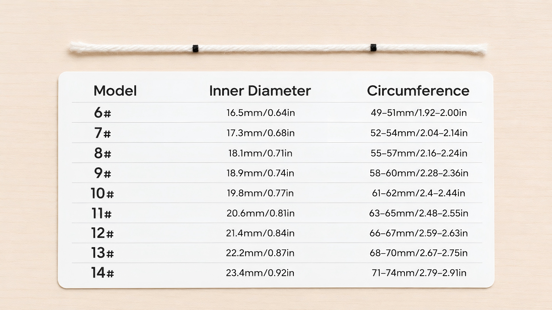 Compare with size chart
