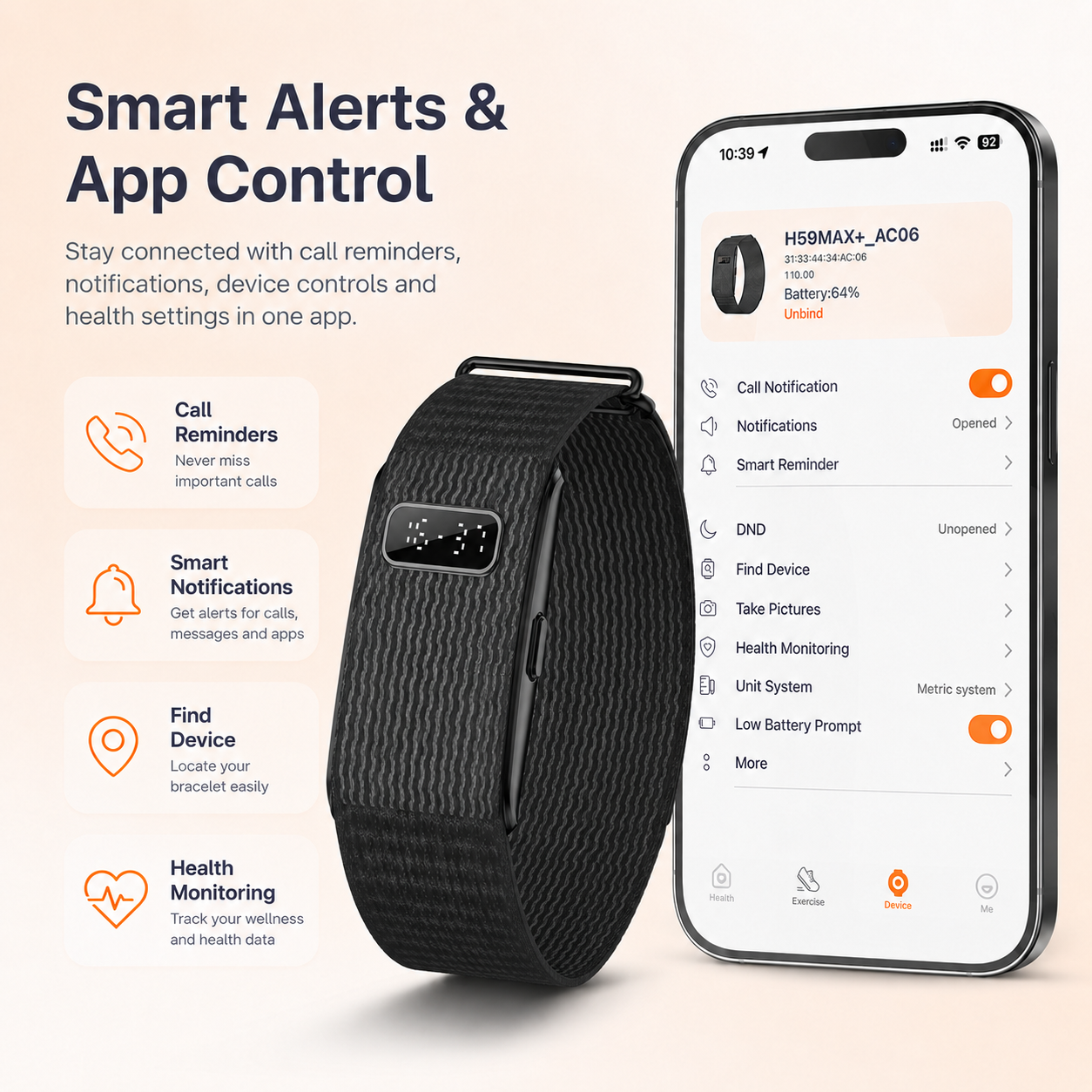 AutrefoisElf Smart Bracelet for Men Women, Health Band with 55-Day Battery Life, Minimalist Fitness Tracker with Time Display, 24/7 Heart Rate SpO2 Sleep Monitor, IP68 Waterproof Smart Band, Free App, 2 Bands