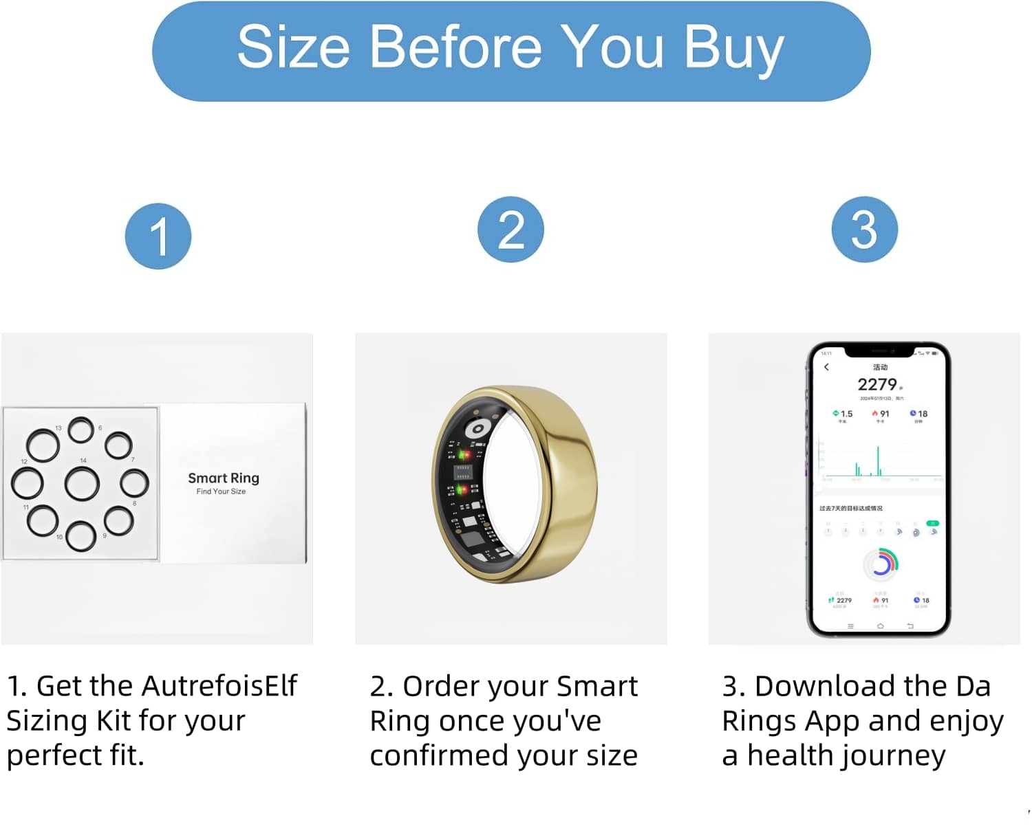 Ring Sizing Kit - Size First Before You Buy - Choose from 9 Sizes - Sizes 6 to 14 - Find The Perfect Smart Ring Size - Only Compatible Smart Ring (Sizing Kit, 6-14)