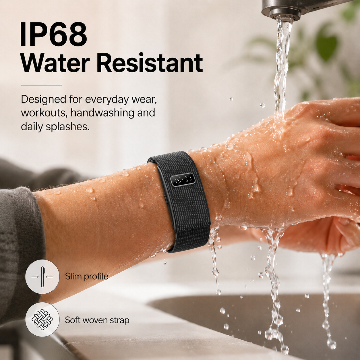 AutrefoisElf Smart Bracelet for Men Women, Health Band with 55-Day Battery Life, Minimalist Fitness Tracker with Time Display, 24/7 Heart Rate SpO2 Sleep Monitor, IP68 Waterproof Smart Band, Free App, 2 Bands