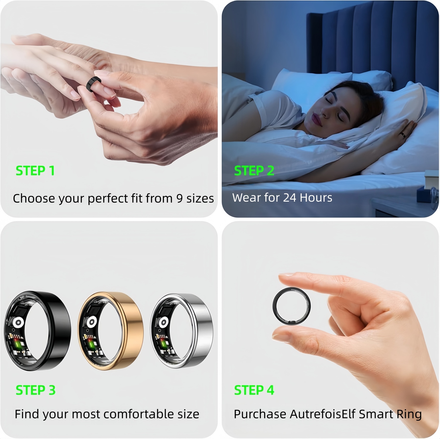 Ring Sizing Kit - Size First Before You Buy - Choose from 9 Sizes - Sizes 6 to 14 - Find The Perfect Smart Ring Size - Only Compatible Smart Ring (Sizing Kit, 6-14)