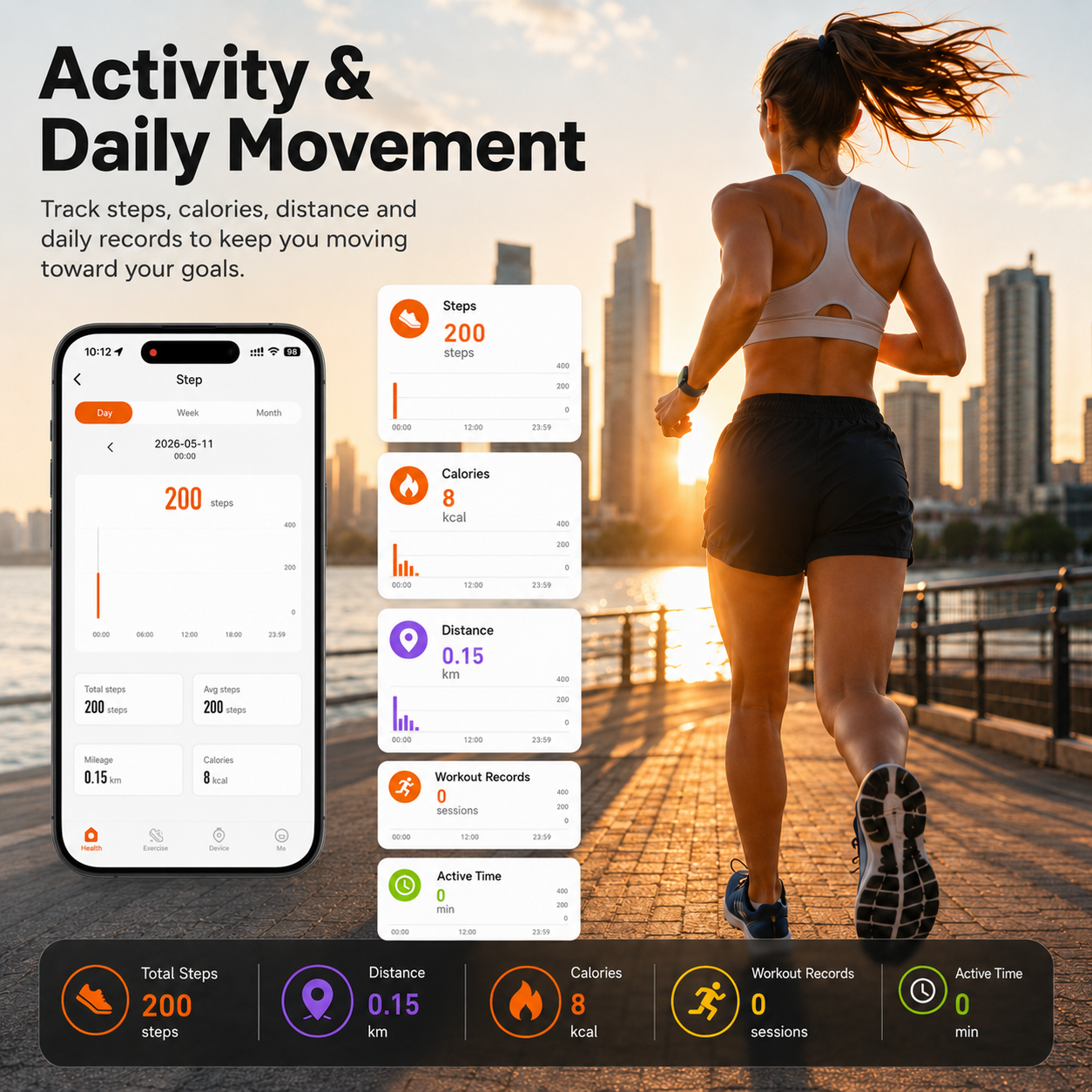 AutrefoisElf Smart Bracelet for Men Women, Health Band with 55-Day Battery Life, Minimalist Fitness Tracker with Time Display, 24/7 Heart Rate SpO2 Sleep Monitor, IP68 Waterproof Smart Band, Free App, 2 Bands