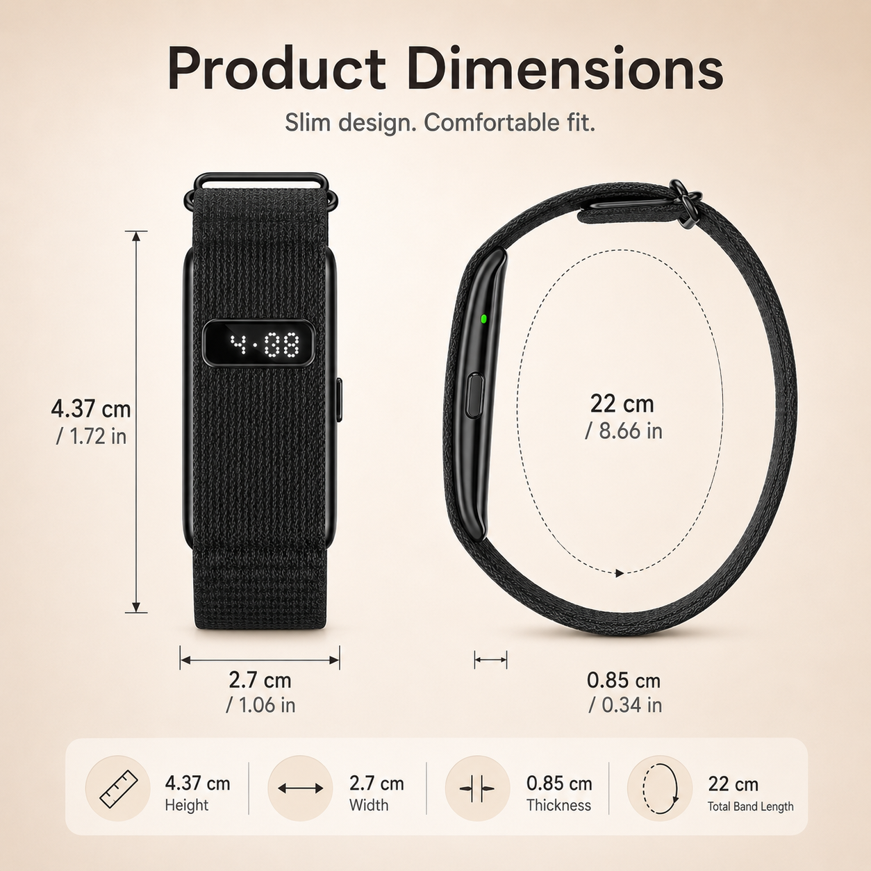 AutrefoisElf Smart Bracelet for Men Women, Health Band with 55-Day Battery Life, Minimalist Fitness Tracker with Time Display, 24/7 Heart Rate SpO2 Sleep Monitor, IP68 Waterproof Smart Band, Free App, 2 Bands