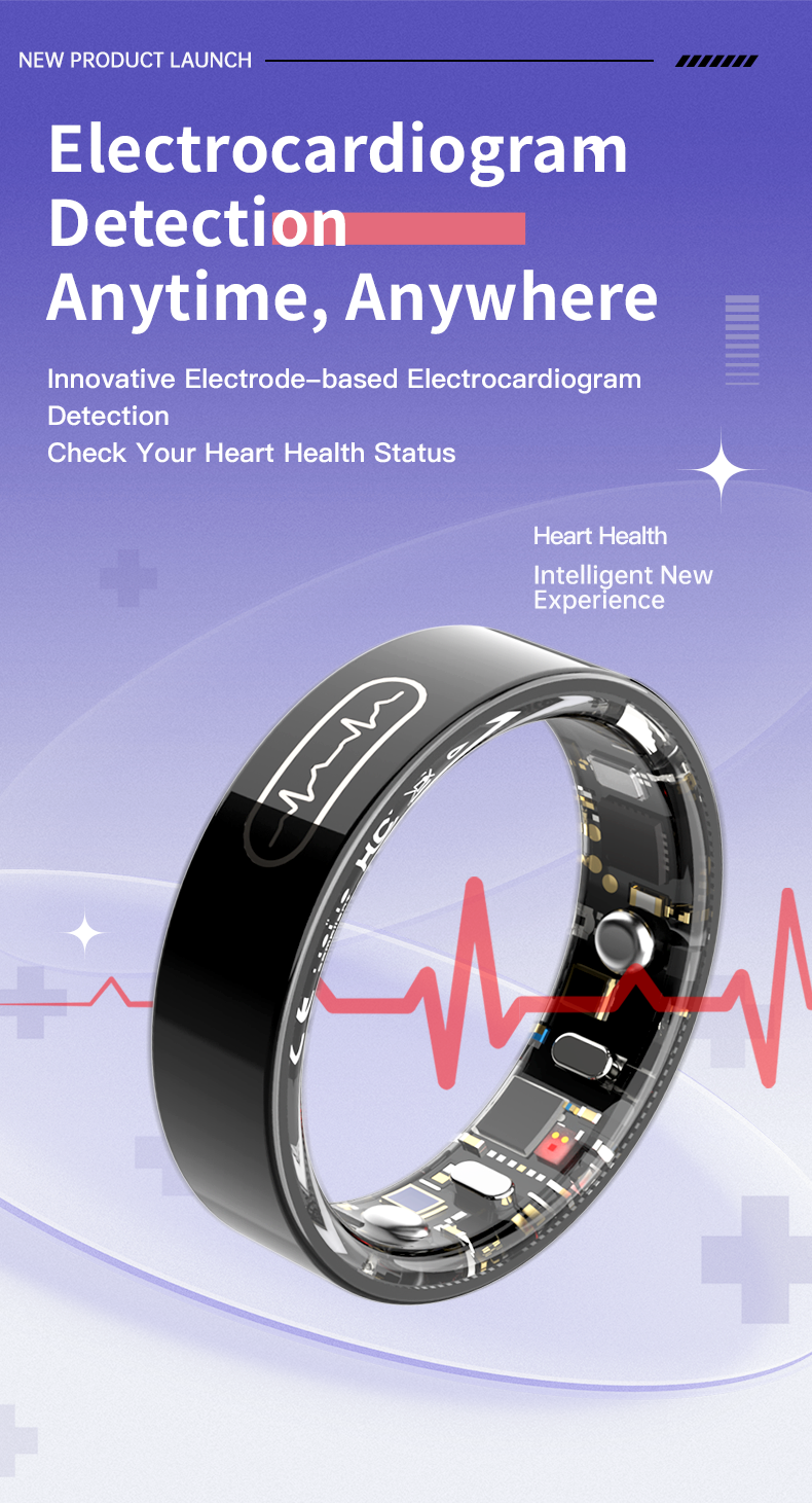 AutrefoisElf Smart Ring for Women & Men, Health Tracker Rings with Electrocardiogram Blood Pressure & Sleep ECG Chip Monitoring,IP68 Waterproof Fitness Ring,No Subscription Fee for Android/iOS