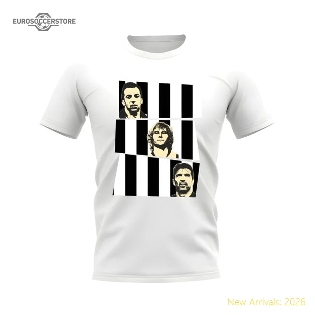 Del Piero Nedved Buffon Juventus Trio T-Shirt (White)-Football Jersey Hub