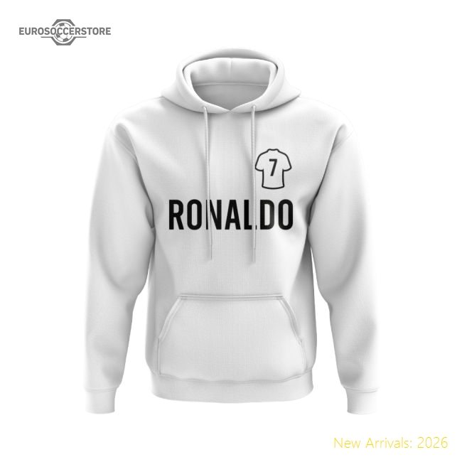 Cristiano Ronaldo Real Madrid Number Hoody (White)-Football Jersey Hub